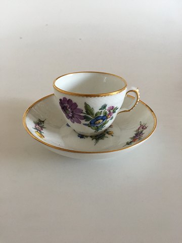 Royal Copenhagen Full Saxon Flower Coffee Cup and Deep Saucer No. 1549