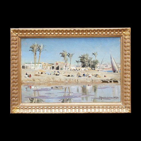 Peder Mønsted, 1859-1941, Öl auf Leinen. Signiert 
und datiert Cairo 1896. Lichtmasse: 19x29cm. Mit 
Rahmen: 42x52cm