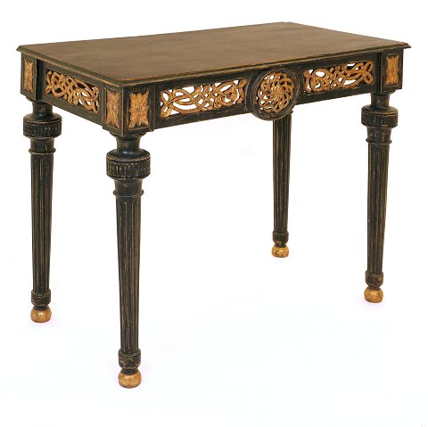 A large Gustavian blackpainted and gilt console 
table. Sweden circa 1780. H: 88cm. Top: 103x55cm