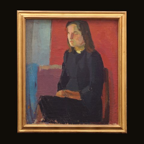 Preben Hornung, 1919-89, Öl auf Leinen. Porträt 
von einer Frau. Signiert und datiert "Hornung 43". 
Lichtmasse: 63x56cm. Mit Rahmen: 74x67cm