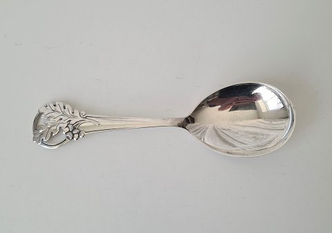 Cohr silver serving spoon decorated with oak leaves - 20.5 cm.
