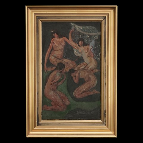 Folmer Bonnén, 1885-1960, oil on plate. Circa 
1916. Visible size: 45x27cm. With frame: 60x42cm