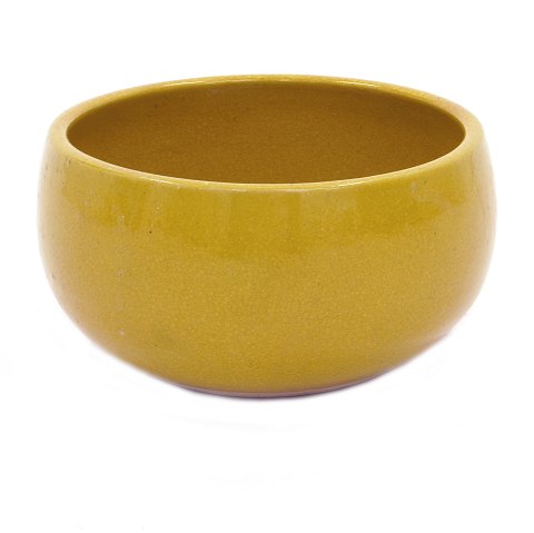 Grosse runde Schale aus Steinzeug von Finn Cavling 
Clausen. H: 16cm. D: 30cm
