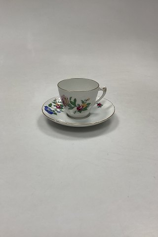 Bing and Grøndahl Saxon Flower, White Coffee Cup and Saucer No. 108B