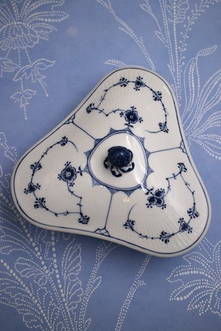 Rare Royal Copenhagen, Blue Fluted Plain Triangular 
Ragout Dish with Lid.
