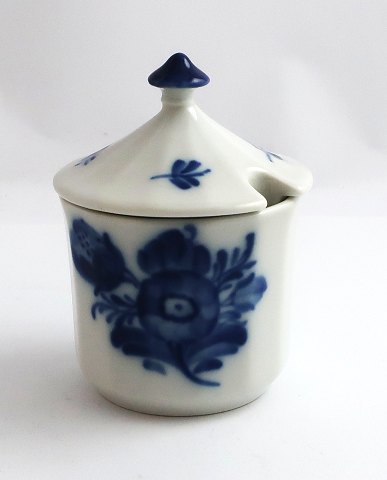 Royal Copenhagen. Blue flower. Mustard jar. Model 8566. Height 6 cm. (2. 
quality)