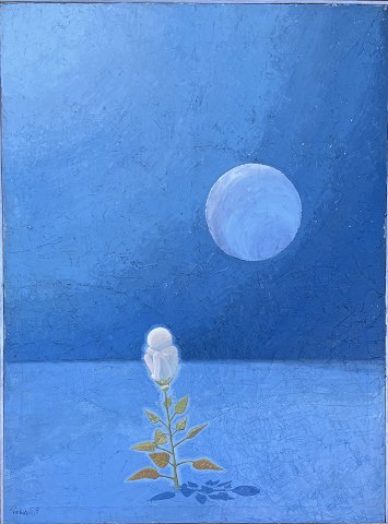 "Komposition" Oliemaleri på lærred i grå naturramme. Maleriet er udstillet på 
kunstnernes efterårs udstilling på charlottenborg.