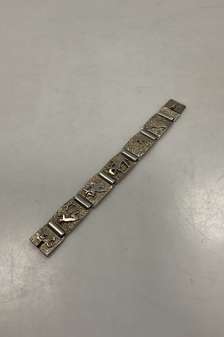 Flot Håndlavet Sølv armbånd med animistiske motiver