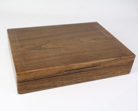 Opbevaringsboks – Palisander – Intarsia Af Sølv - Dansk Design - KFK mærke 
(1922&#8209;1971) - 1960erne
