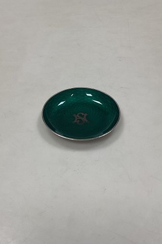 Elisabeth Armstad Sterling sølv Nøddeskål med Grøn Emalje