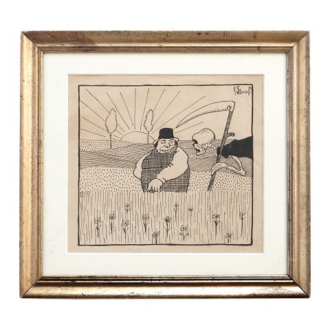 Robert Storm Petersen, 1882-1949, Zeichnung. 
Signiert. Lichtmase: 23,5x25,5cm. Mit Rahmen: 
35x37,5cm