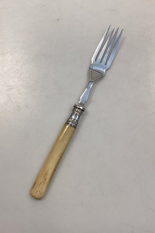 Udenlandsk Frokostgaffel i Sølvplet med skaft af Ben