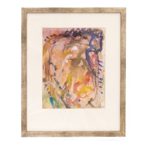 Jørgen Nash, 1920-2004, mixed media, watercolor 
and chalk. Signed Jørgen Nash. Visible size: 
24x19cm. With frame: 39x31cm