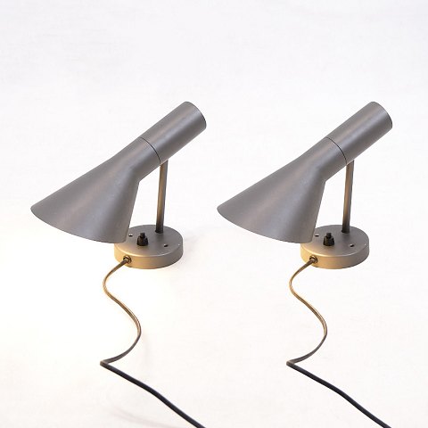 Set Of Two AJ Wall Lamps - Light Grey - Danish Design - Arne Jacobsen - Louis 
Poulsen - Designed In The 1960s
