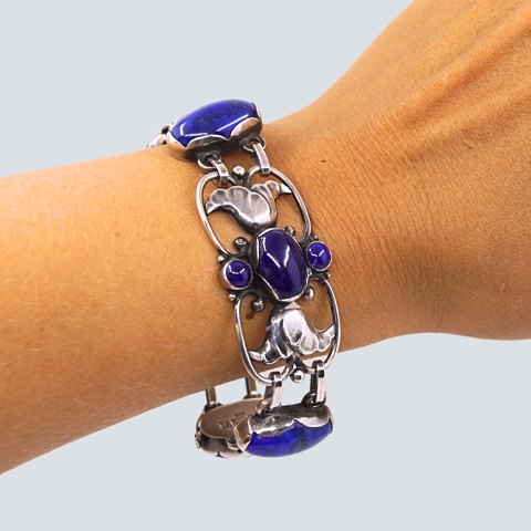 Georg Jensen;Early bracelet from Georg Jensen in silver, set with Lapis Lazuli, No 34