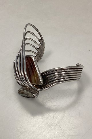 Jacob Hull Forsølvet åben Armbånd med 2 sten