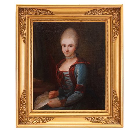 Jens Juel, 1745-1802, Porträt eines Mädchens um 
1768. Öl auf Leinen. Lichtmasse: 33x28cm. Mit 
Rahmen: 46x41cm