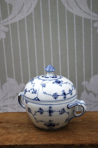 Royal Copenhagen Blue Fluted Plain Sugar Bowl with Lid and Handle.RC1/244. has a small edge chip...