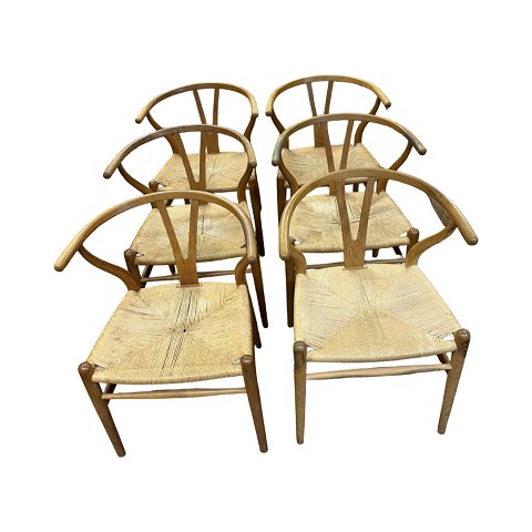 6 stk. Hans J. Wegner Y-stole – original patina – egetræ – sælges samlet