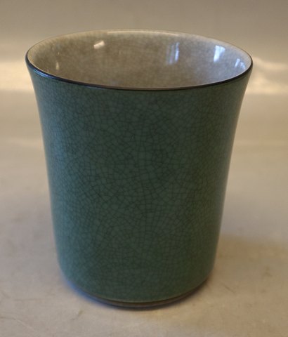 457-3613 RC Green Vase with grey and gold 10.5 x 9.5 cm Craquelé, Royal Copenhagen  (Crackelure)