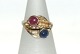 Gold ring with red and blue stones 14 Karat
Size: 55