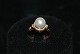 18 Carat Gold ring with Pearl and Diamonds 
Size: 52