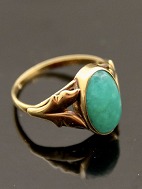 14 karat guld ring  med grn aventurin