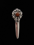 Jugend 830 slv stav broche 6,5 cm. med rav