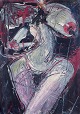 Wolfgang K. E. Lehman, German artist.Mixed media on paper.