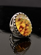 Sterling slv ring  med rav