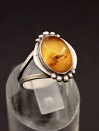 Sterling slv vintage ring  med rav