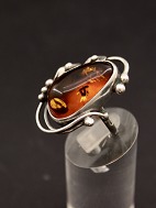Sterling slv ring   med rav