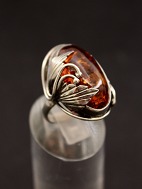 Sterling slv ring  med rav