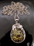 Sterling slv vintage vedhng med rav