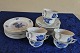 Blå Blomst Kantet porcelæn, sæt på 6 kaffekopper med underkopper 8608 + 6 kagetallerkener 8553.