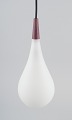 Louis Poulsen pendant in opal glass and precious wood.