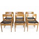 Set of 6 Dining Chairs - Model P H 3-2 - Teak and Black Leather - Grete Jalk - 
P. Jeppesen - 1960s
