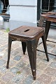 Original old French Tolix stool in polished metal with fantastic fine patina...