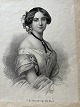Litografi af Frantz Hoffensberg - Portræt af Henriette ...