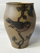 Vase from L. Hjorth with bird motif, Height 13.5 cm