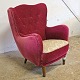Lænestol i rød velour med dupsko86 cm