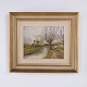 Osted Antik & Design präsentiert: Hans Egon Andersson Landschaftsgemälde mit Dorf und Weg 37 x 42 cm