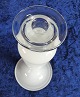 Holmegaard glass art. Balustra vase/candlestick of milk white glass 22.5cms.