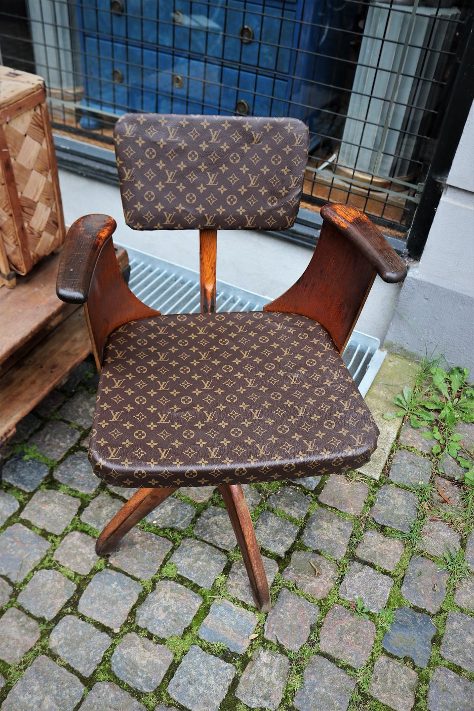 K&Co - Old office chair upholstered with Louis Vuitton monogram
