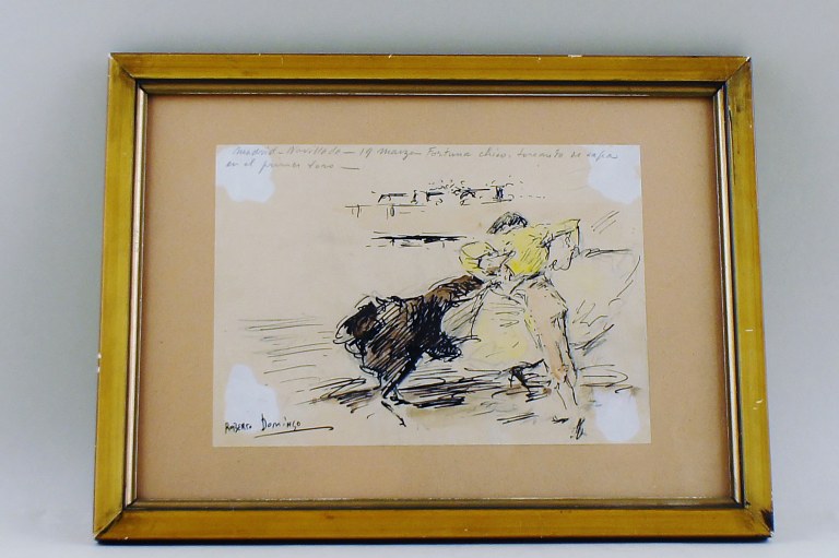 Roberto DOMINGO Y FALLOLA (1883-1956) Gouache på papir, tyrefægterscene.