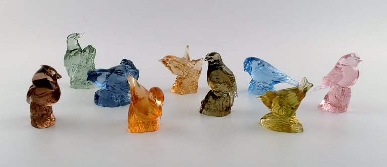 Paul Hoff for Svenskt glas, ni fugle i kunstglas. WWF.
