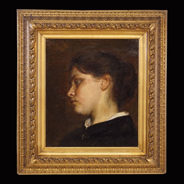 Julius Paulsen, 1860-1940, Öl auf Leinen: Frauenporträt. Signiert und datiert 
1894. Lichtmasse: 36x30cm. Mit Rahmen: 55x49cm