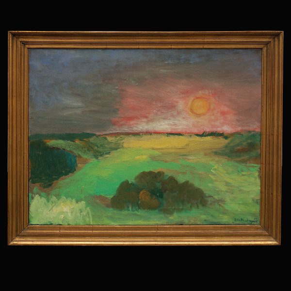 Jens Søndergaard, 1895-1957, oil on canvas. Signed and dated 1954. Visible size: 
89x110cm. With frame: 107x121cm