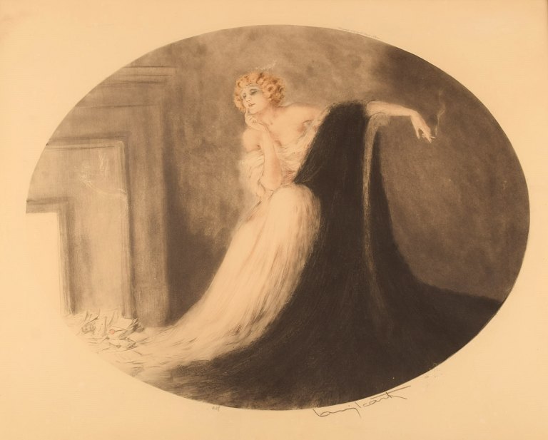 Louis Icart (1888-1950). Radering på papir. "Sapho". Dateret 1929.
