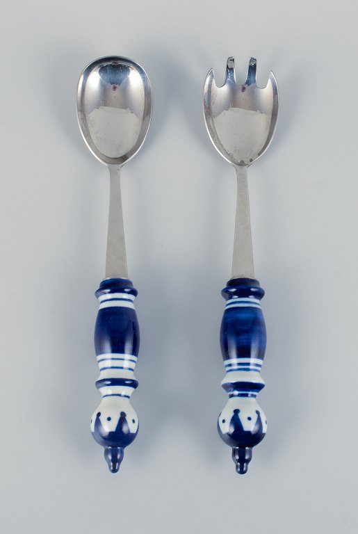 Bjørn Wiinblad for Rosenthal. Siena salad set in glazed ceramic and stainless steel.